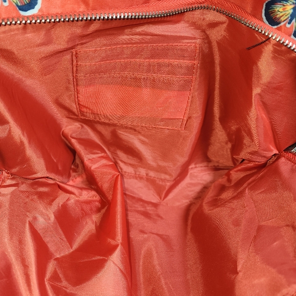 Franco Sarto Orange Butterfly Nylon Crossbody Shoulder Messenger Bag 14"X10"X6" - Picture 6 of 10